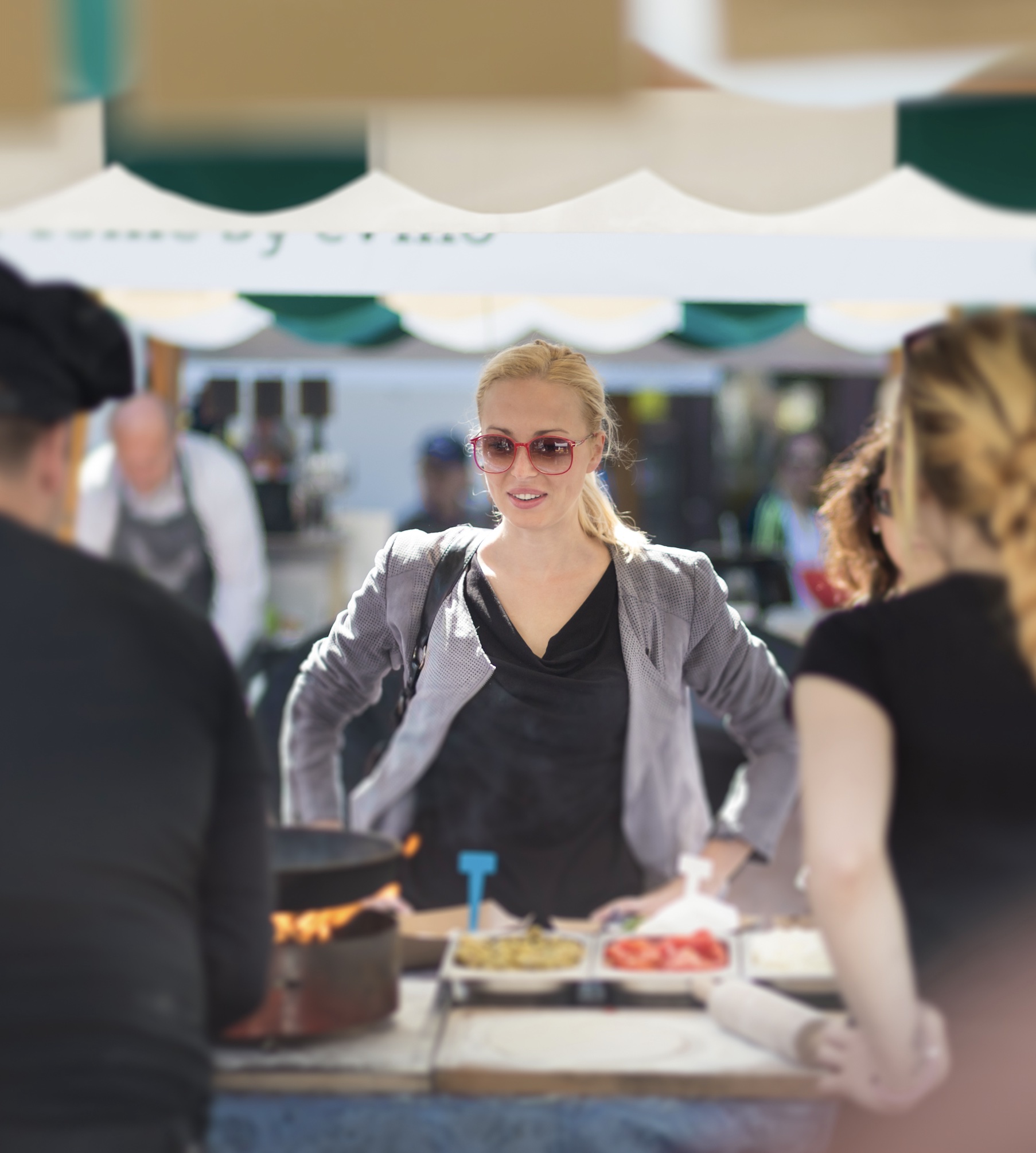 woman at market stall